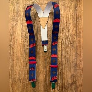 Gymboree - Vintage Train No. 400 Suspenders Adjustable, Blue and Red - Look New
